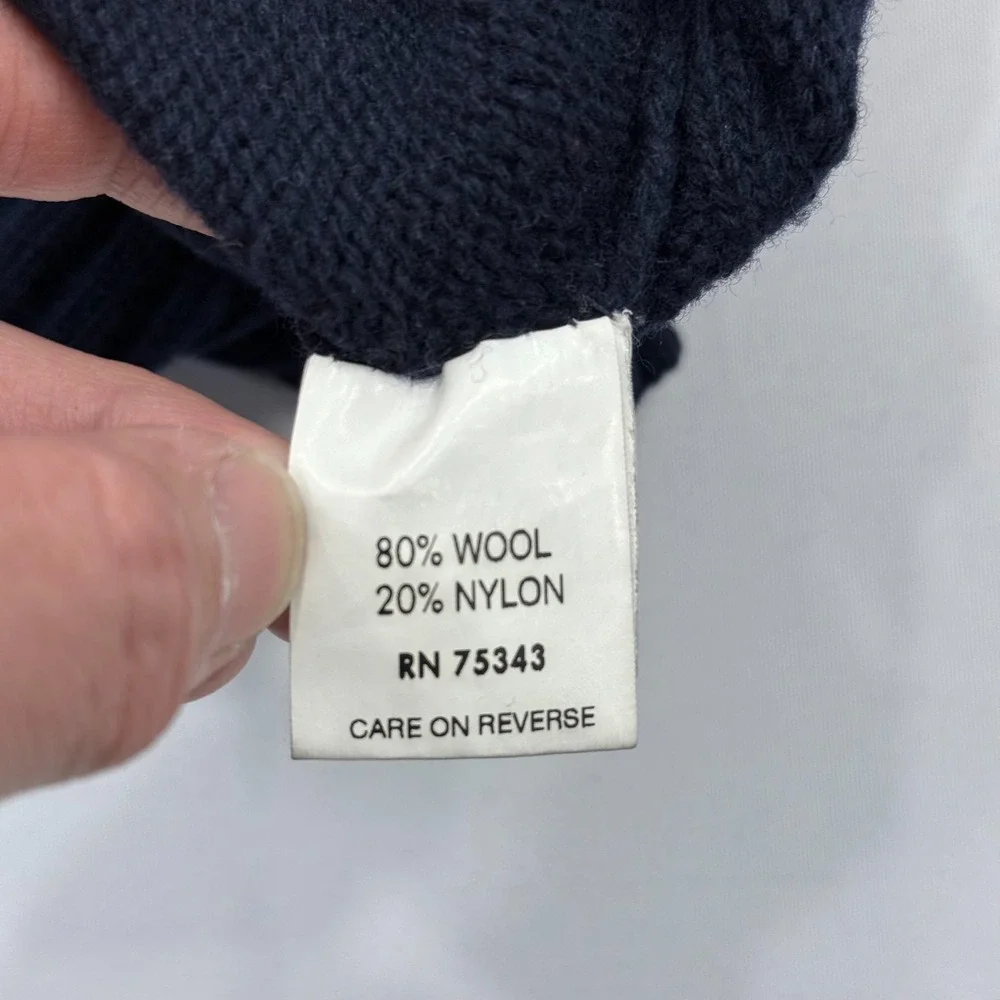 Daniele Blasi Wool Cable Knit Sweater Mens Small Shawl Collar Made in Italy Blue